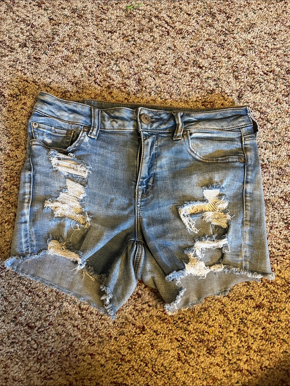American Eagle Outfitters Light Blue Distressed Denim Shorts